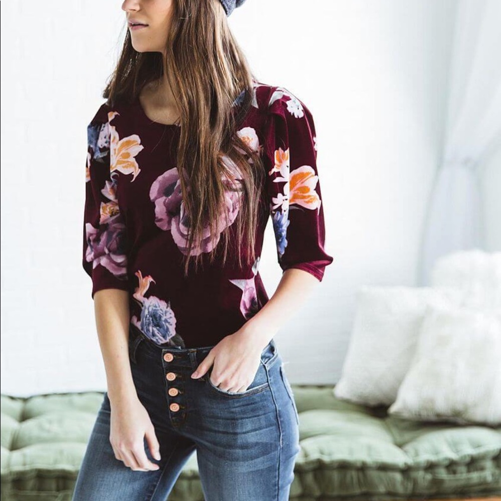 Willow & Root Floral Velvet Top Buckle NWT XS - Picture 4 of 4